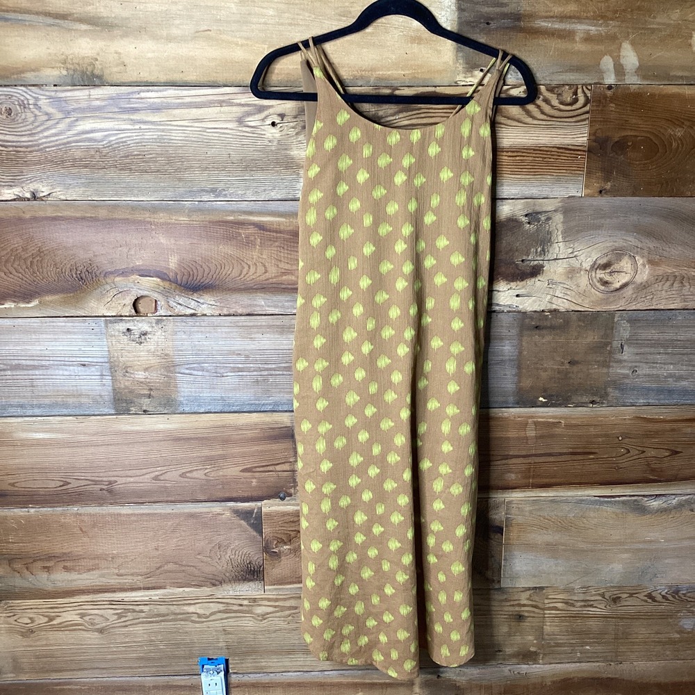 Cost Plus World Market Cotton Mustard Yellow Sun Dress Lined Size L/XL